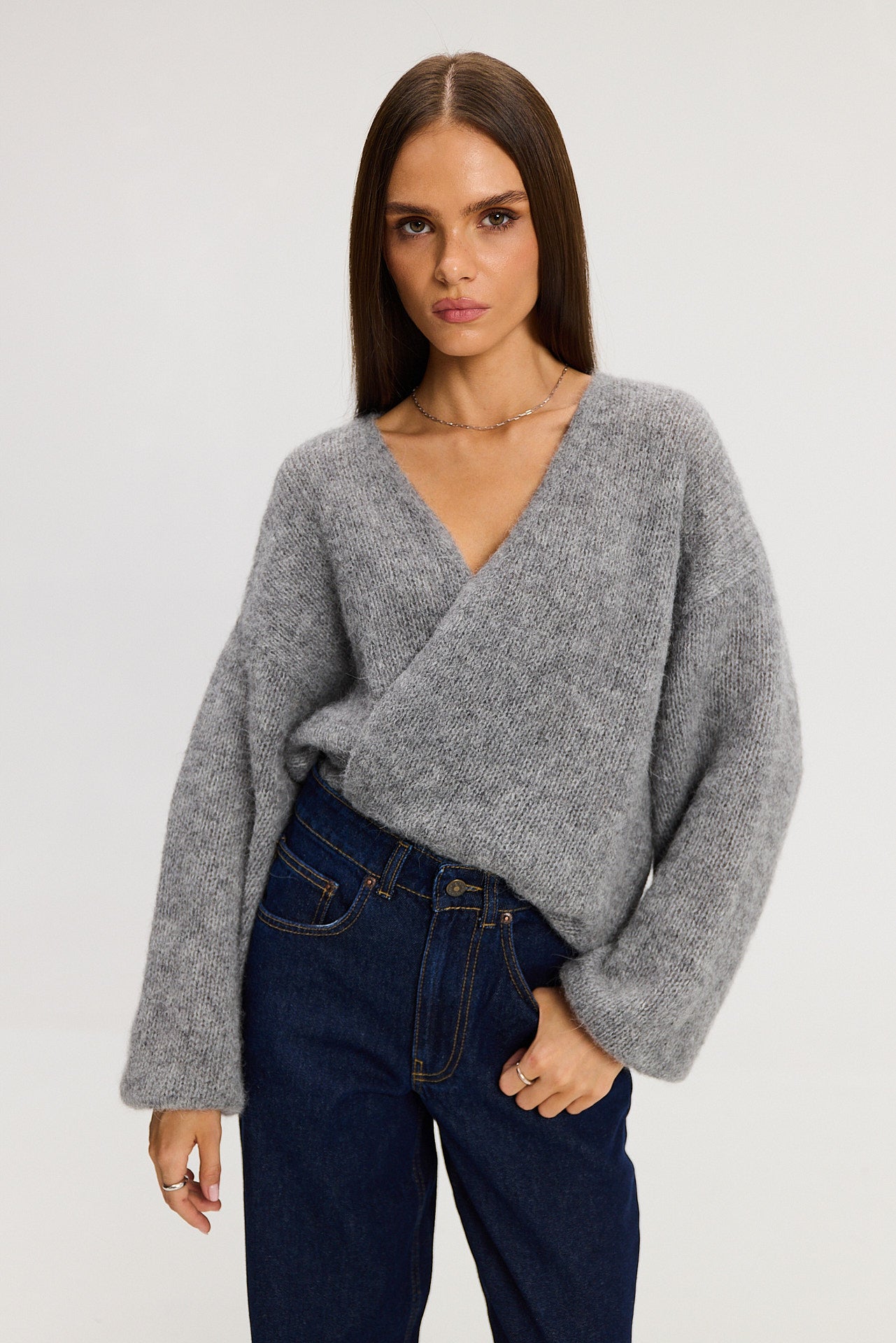 Sweter kardigan Ingrid light grey