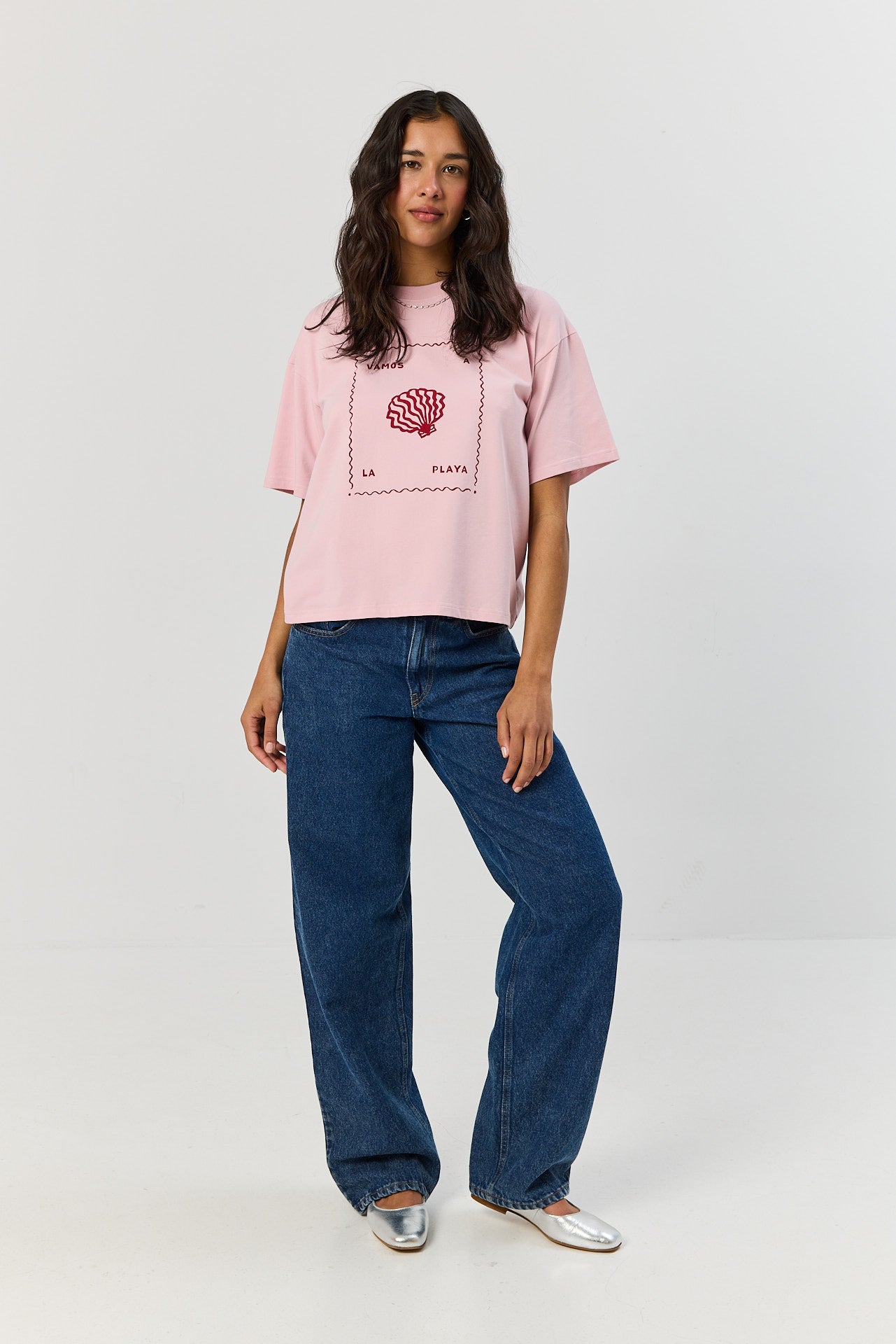 T-shirt Vamos a la playa smoky pink