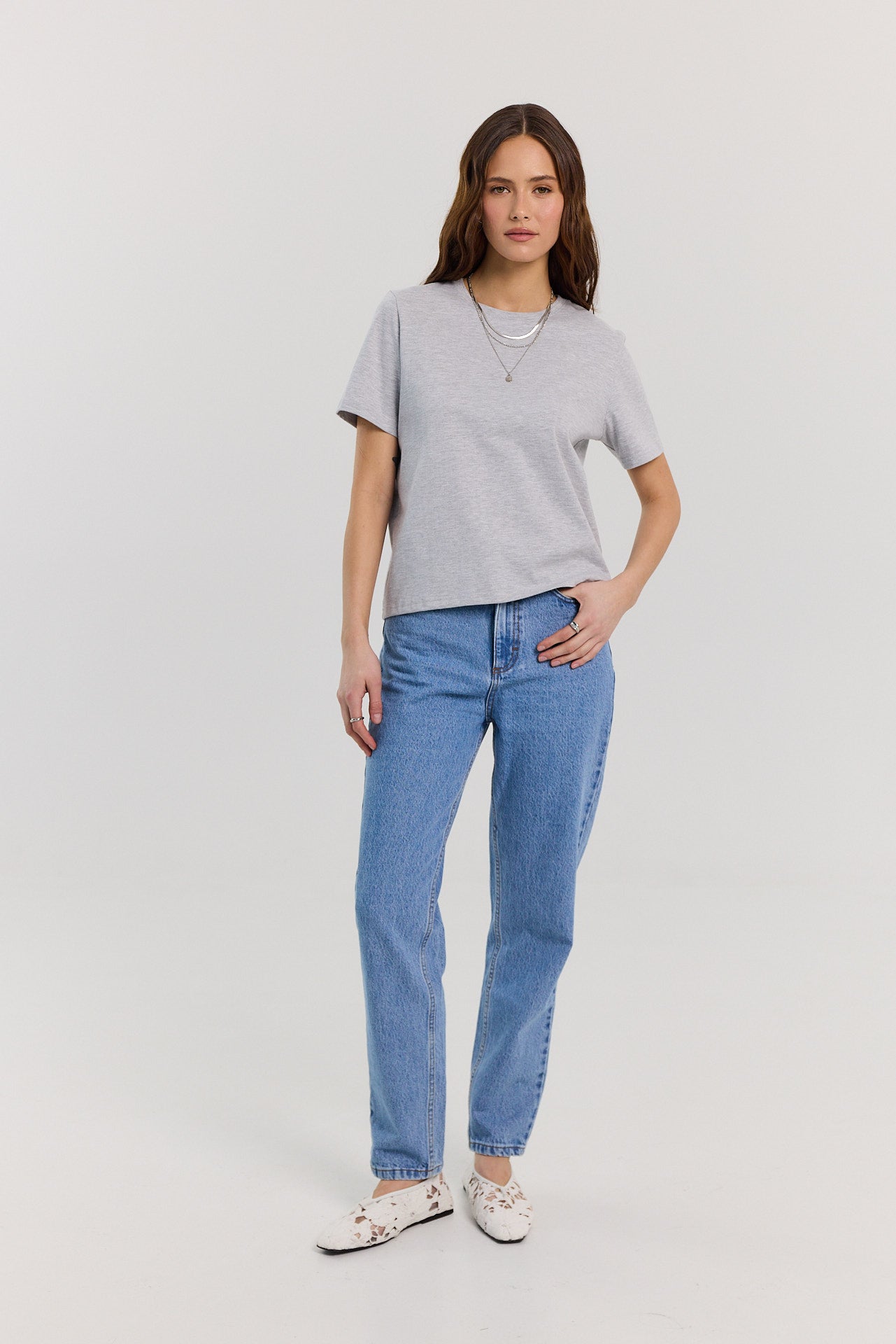 T-shirt Tony light grey melange