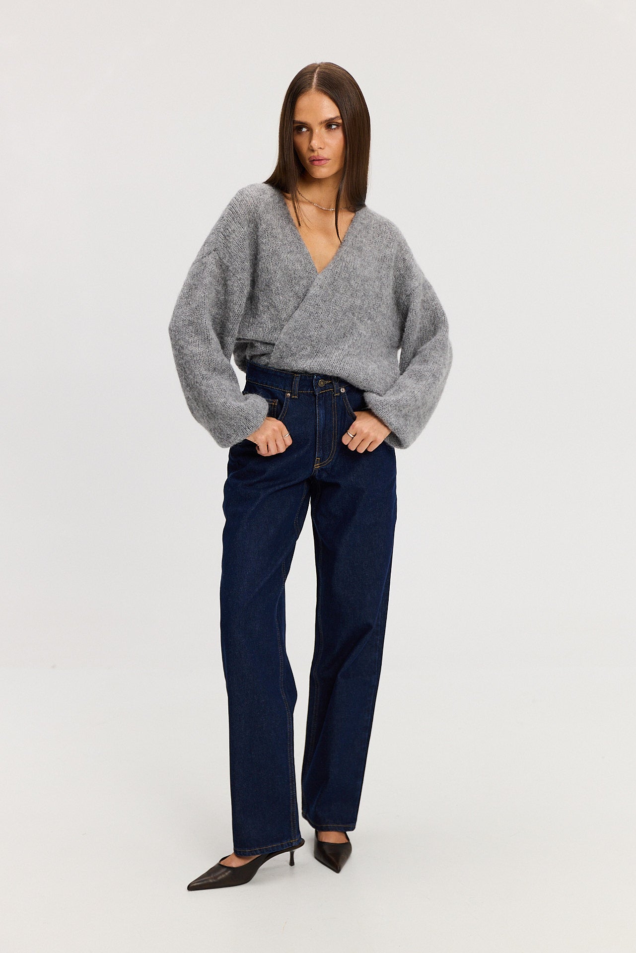 Sweter kardigan Ingrid light grey