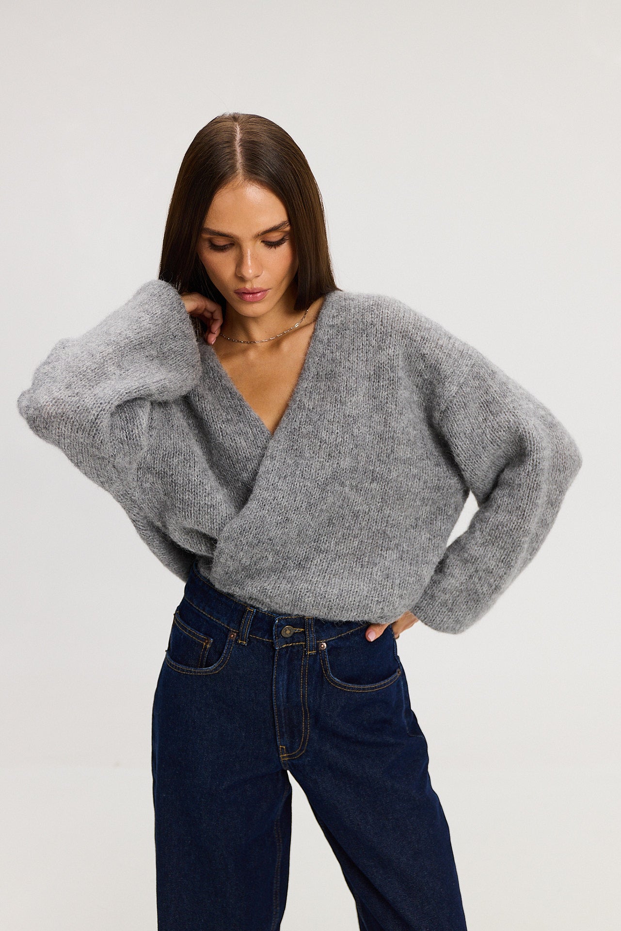 Sweter kardigan Ingrid light grey