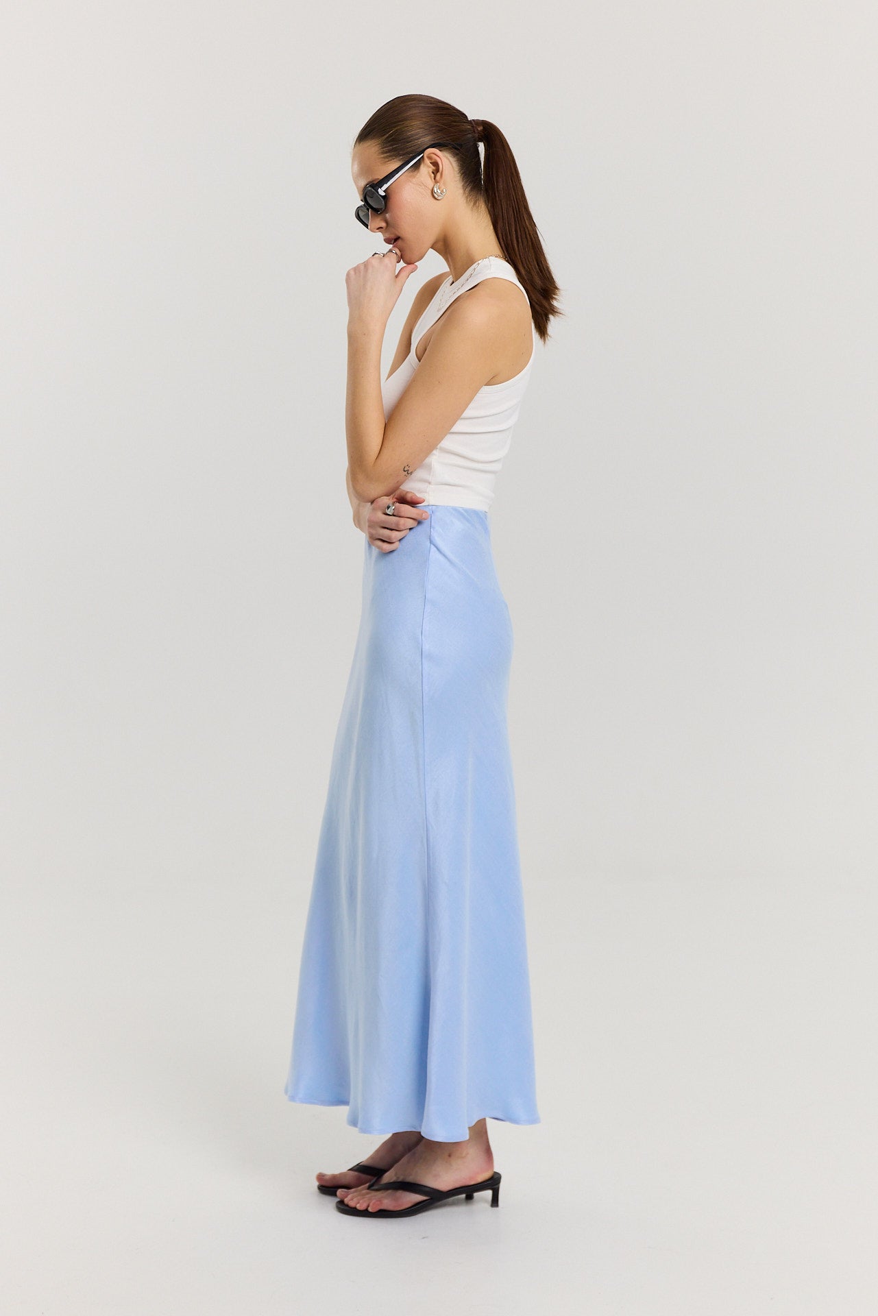 Spódnica Petra long powder blue
